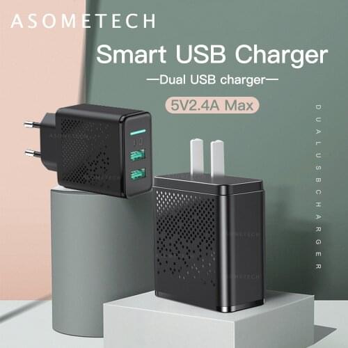 5V 2.4A LED Dual USB Charger Fast Phone Charger Adapter US EU Plug Portable Travel Wall Charger For iPhone Samsung Xiaomi Huawei