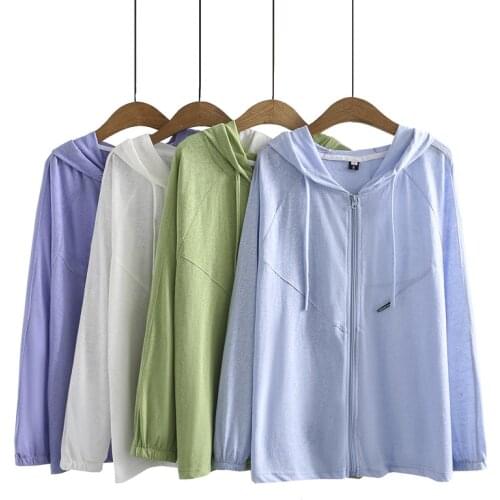 Womens Clothing Jacket Plus Size Summer New 2021 Show Thin Raglan Sleeve Hooded Sun Protection Coat