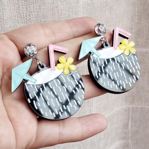 2021 Women Punk Earrings Coconut Pandent Earrings Charm Hip Hop Girls Gift Cute Stud acrylic jewelry Evening Party Earring