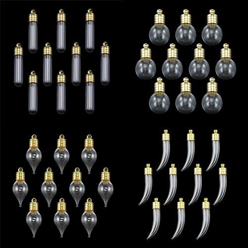 10PCS Name on Rice Pendant 6MM Glass Vials For Rice Jewelry Tiny Name Pendant Mothers Day Gift Necklace for Mom Write On Rice