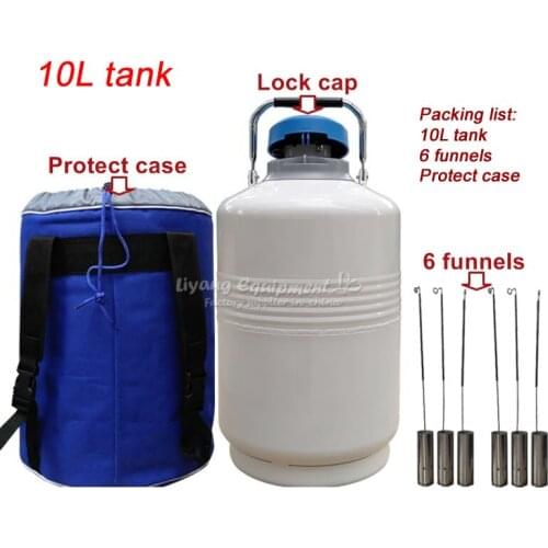 10L Liquid Nitrogen Tank Container Be Made Of Aviation Aluminum With Protect Case and 6 Funnels