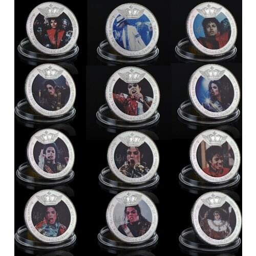 12pcs US Famous Singer Michael Jackson Silver Plated Coin United States Michael Silver Challenge Coin for Collection