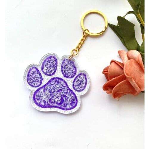 13MC Cute Dog Paw Keychain Epoxy Resin Mold Earrings Pendant Casting Silicone Mould DIY Crafts Jewelry Casting Tools