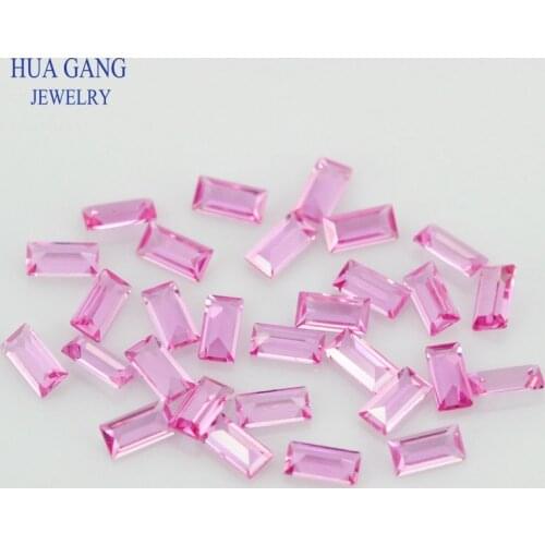 2# Rose Red Corundum Rectangle Shape Parallel Cut Synthetic Corundum Gems Stone For Jewelry Size 1.5x2~2.5x5mm Free Shipping