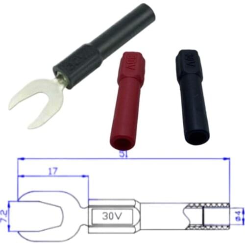 Full Copper Inner Width 7.2MM Open Fork-Shaped Blade Terminal to 4mm Banana Socket Converter For Connector Terminal Test