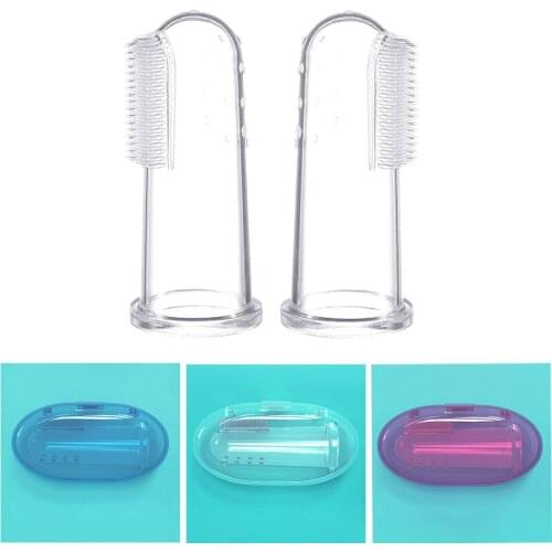 5pcs Training toothbrush+Box Finger Toothbrush Cleaning Care Hygiene Brush Clear Massage Soft Silicone Milk toothbrush