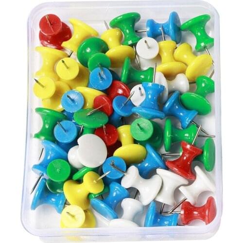 50/100PCS Colored Push Pin Drawing Map Pins Plastic Tacks Push Pins Assorted Making Thumb Tacks Cork Board Office Pins
