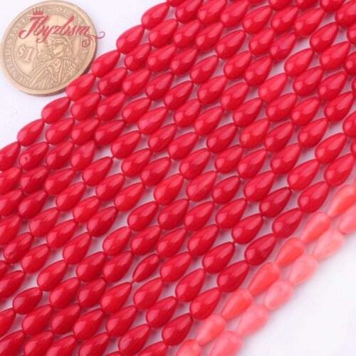 5x8mm Smooth Drop Coral Beads Natural Stone Beads For DIY Necklace Bracelets Earrings Pandant Jewelry Making 15" Free Shipping