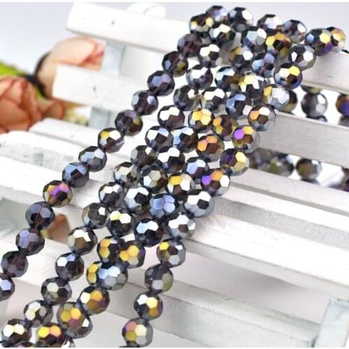 70pcs 8mm Middle Purple AB Color Round Ball Faceted Crystal Loose Spacer DIY Beads Crystal Glass Jewelry Beads DIY
