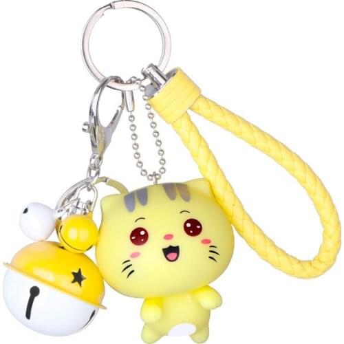 Cartoon Creative Cat Keychain Lovely Fashion Silicone Toy Bag Car Key Accessory Pendant Couples Charm Jewelry Keyring Best Gift