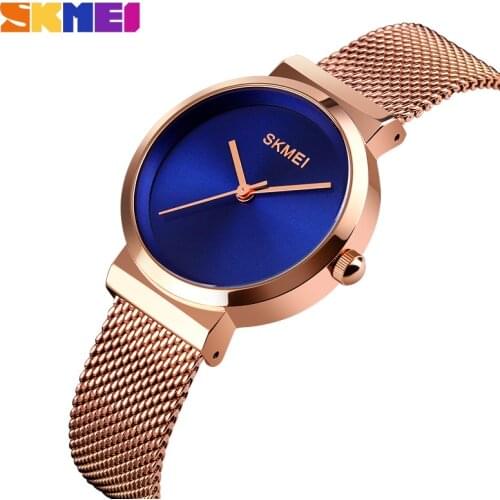 SKMEI Women Elegant Quartz Watch Fashion Waterproof Wristwatches Ladies Stainless Stell Strap Women Hour Clock reloj mujer 1595