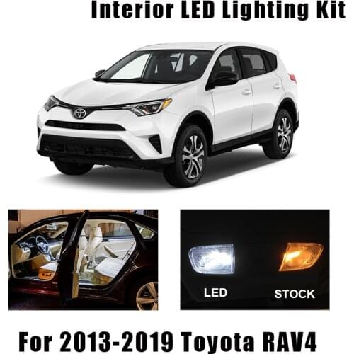 10pcs White LED Interior Light Map Dome Bulbs Kit Fit For 2013-2015 2016 2017 2018 2019 Toyota RAV4 Trunk Cargo License Lamp