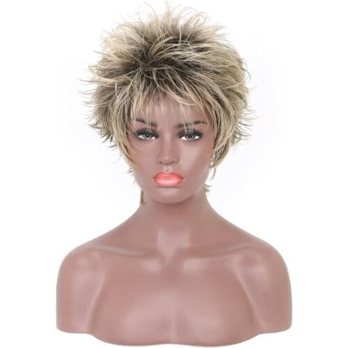 Short Synthetic Straight Wig Womens Fluffy Layered Hair Wig Blonde Black Brown Hair For WomenFull Wigs Cosplay Wigs BY180