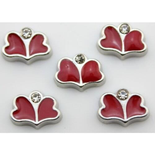 Red Hearts Floating Charms Fit Glass Memory Floating Locket For Valentines Day Gift 20pcs