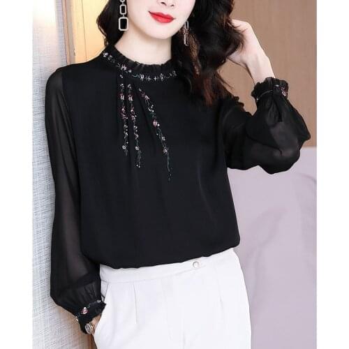 LANJING Stand-up Collar Blouses