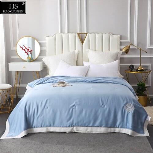 Hollow Out Embroidery Summer Thin Quilt 100% Lyocell Tencel 100S Fabric Comforter Queen Size Adult Quilted Bedspread Silky Soft