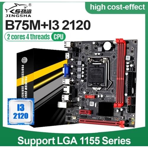 B75M Desktop Motherboard Set with i3 2120 CPU LGA 1155 for i3 i5 i7 CPU Support DDR33 Memory 3*USB 3.0 SATA3.0 Motherboard Kit