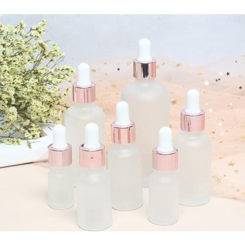Frosted Dropper Glass Rose Gold Cover Aromatherapy Liquid For Essential Massage Oil Pipette Refillable Bottle 5/10/15/20/30/50ML