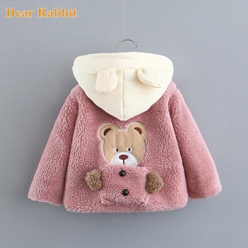 Cute Bear Plush Baby Jacket Christmas Sweet Princess Girls Coat Autumn Winter Warm Hooded mantle Outerwear Toddler Girl Clothes