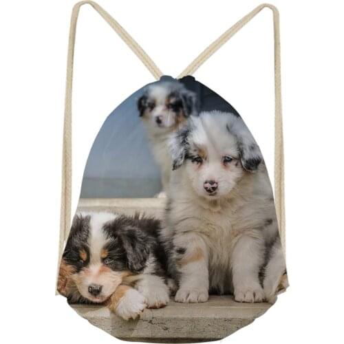 Noisydesigns Fashion 3D Australian Cattle Dog Drawstring Bags Dog Lover Large Travel Laptop Backpack Casual Case Men Women