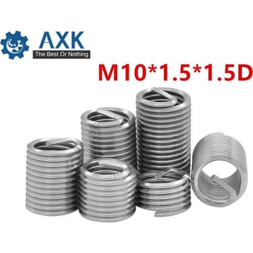 50Pcs M10*1.5*1.5D Screw Thread Insert A2 Stainless Steel 304 Fasteners Repair Tools Kit Coiled Wire Helical Screw Sleeve Set