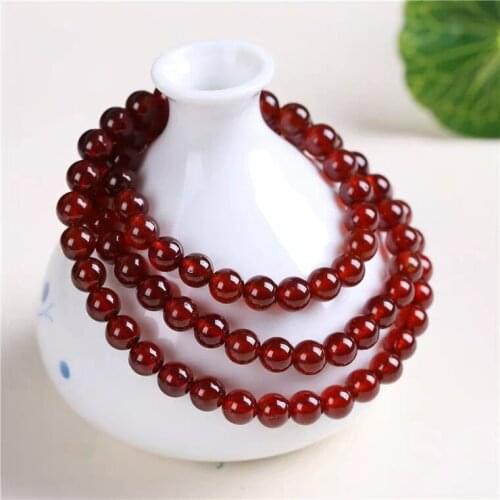 Genuine Natural Orange Red Garnet Crystal Round Beads 3 Laps Women Bracelet 6mm 7mm Necklace Fashion Jewelry AAAAA