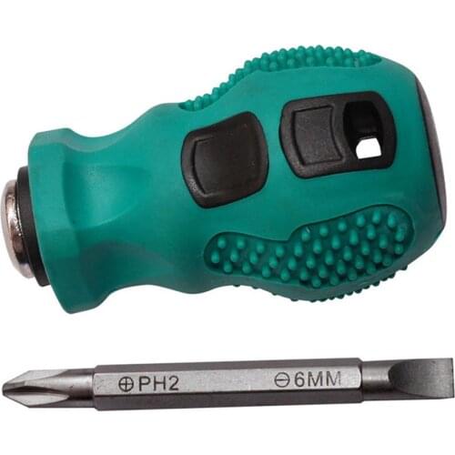 Dual-purpose Screwdrivers Slotted Cross Stubby 2 in1 Screwdriver Magnetic Short Repair Hand Tools