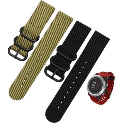 NATO Watchband Nylon Strap Black Ring Buckle 22 26mm Replacement Band For Garmin Fenix 3 HR 5 6 plus pro Watch Accessories