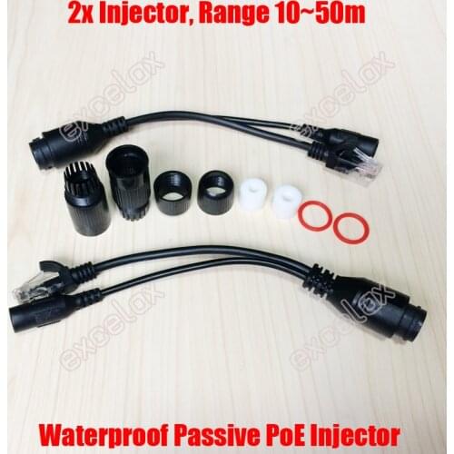 RJ45 PoE Injector Female DC12V Input Connector Plug Power Over Ethernet Outdoor Waterproof Adapter Cable for Network IP Camera