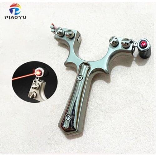 Upgraded Alloy Slingshot with Laser Sight Rubber Band Double Screw Design Fast Pressing Outdoor Hunting High Precision Catapult