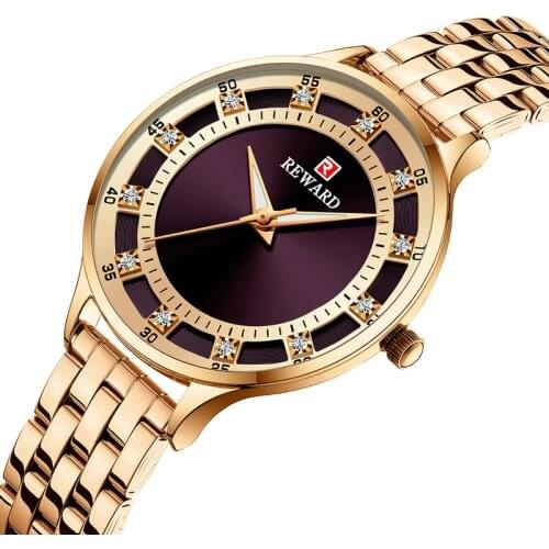Luxury Lady Gold Dress Watches Brand Crystal Diamond Womens Full Steel Quartz Watches Full Steel Waterproof Clock Reward