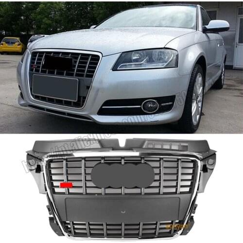 For Audi A3 S3 2008 2009 2010 2011 2012 S3 style Gray Grille Front Grill