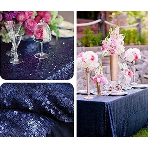 Free Shipping 120x200cm Navy Blue Embroidery Mesh Sequin Tablecloth Sequin Table Overlay Wedding/Decoration Sequin Table Cloth