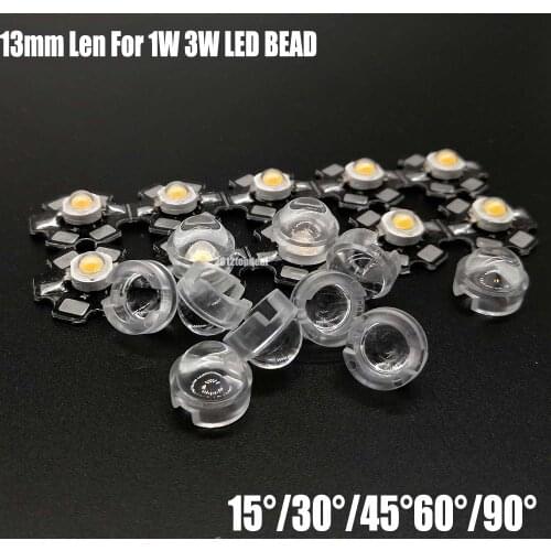 13mm 1W 3W LED mini Lens 15 30 45 60 90 Degree Needn't Holder IR LED Power lenses Reflector Collimator