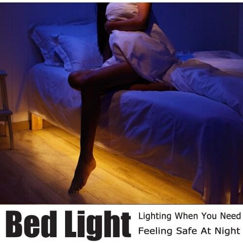 LED Motion Sensor Cupboard Wardrobe Bed lamp Under Cabinet Night light Flexible LED Strip 12V Tape 110V 220V US EU Power Su