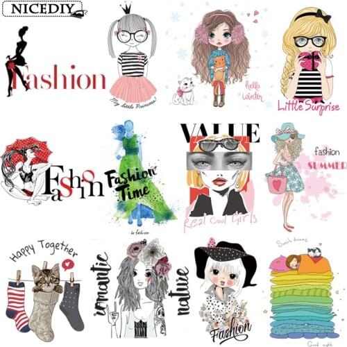 Heat-Sensitive Patches Heat Transfer Letters Patch Iron On Transfers For Clothes Stripes Cartoon Thermal Stickers On Clothes