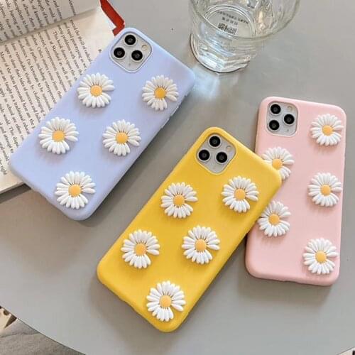 For OPPO A9 A5 A31 A53 2020 3D Daisy Silicone Protective Phone Case for Oppo A91 A8 A3S A5S AX7 A83 A73 A71 A37 A52 A72 A12 A1K