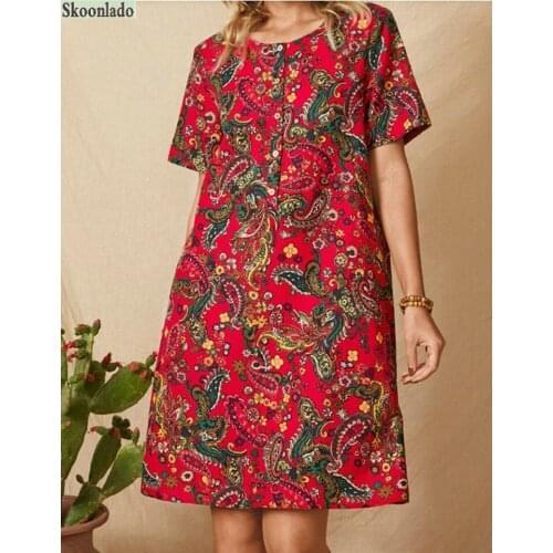 Newest Woman high-end round neck short-sleeved printing is thin complexion fashionable cotton linen comfortable flesh color good