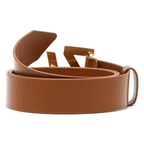 Women Belts 2020 Brown Gold Belt Buckle Cowhide Belt