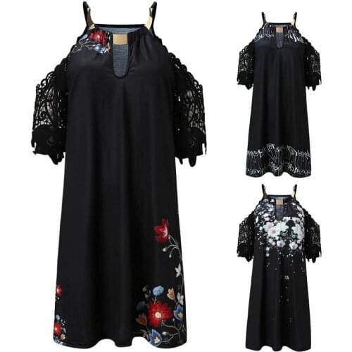 40% Dropshipping!!Floral Print Women Dress Hollow Out Off Shoulder Strapless Lace Sleeve Halter Soft Mini Dress Streetwear