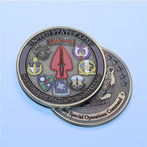 1pcs/lot free shipping U.S ARMY AIRBORNE SPECIAL OPERATIONS COMMAND 45mm SINE PARI Challenge Coin