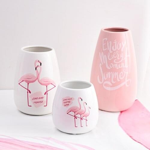 1pc Modern Ceramic Vase Flamingo Flower Vase Porcelain Hydroponic Container Home Wedding Decor Centerpiece (S/M/L)