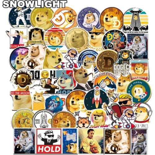 10/50pcs/set Cartoon Dogecoin Virtual Currency Graffiti Stickers For Kid Case Helmet Mixed Luggage Laptop Skateboard Diaries DIY