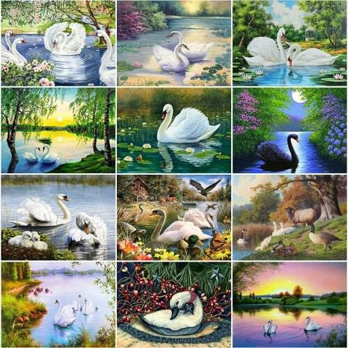 5D Diamond Painting Full Drill Swan Diamond Embroidery Animal Mosaic Needlework Beaded Rhinestones Art Handicraft