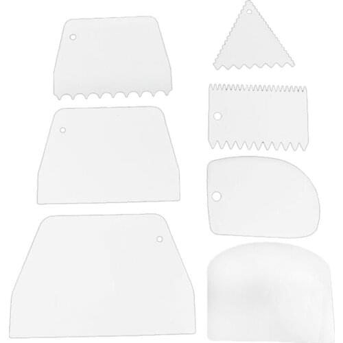 7 Pcs Dough Cake Scraper,Plastic Icing Scraper Cake Smoother,Dough & Bench Scraper for Baking,Bread Scraper Tools