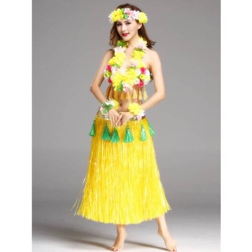 8PCS Hawaiian Grass Skirt Set Party Supplies 80cm Plastic Fibers Women Dance Grass Skirts Ladies Dress Up Hawaii Beach