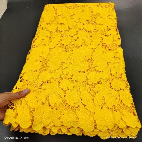 African Lace Fabric High Quality Guipure Cord Lace Fabric Nigerian Water Soluble Cord Lace Fabric for Dress YYN141