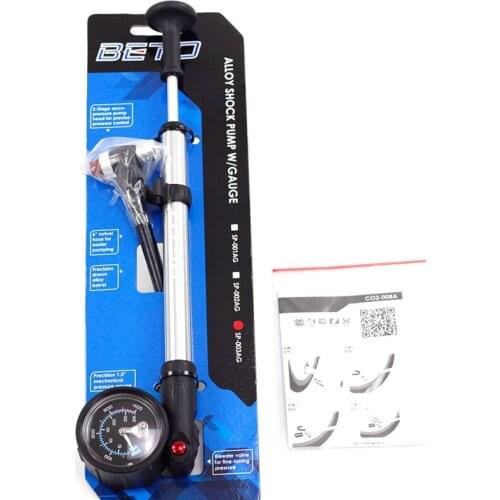 BETO SP-003AG 1.5" Rear Shock Absorber Front Fork Pump with Gauge Portable off-road Mountain Bike Pump