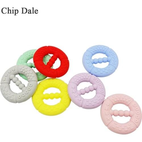 Chip Dale Silicone Teether Baby Teething Button Necklace Baby Molar Chew Toy BPA Free Round Shape Teether Pendant Gifts