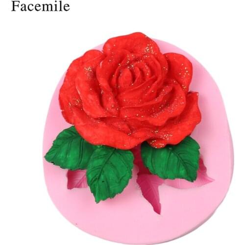 Valentines Day Rose Flower Shape Fondant Mold Silicone Sugarcraft Mold Cake Decorating Tool Chocolate Gumpaste Mold for Baking